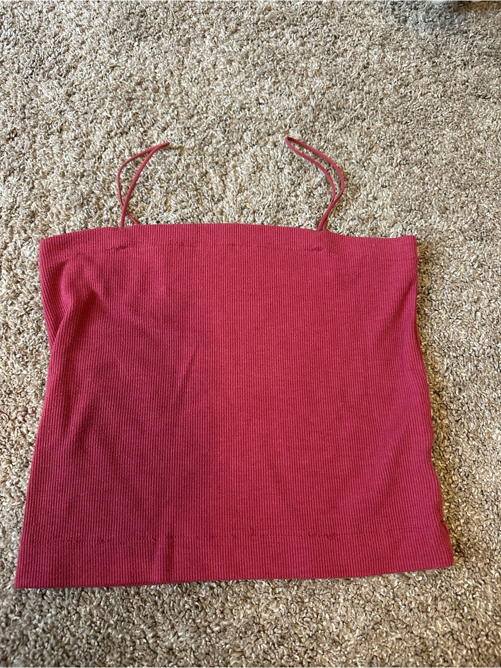 Classic Ribbed Spaghetti Strap Tank Top - Red American Eagle